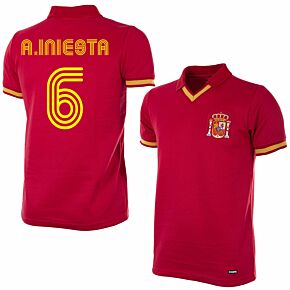 1988 Spain Retro Shirt + A. Iniesta 6 (Fan Style)