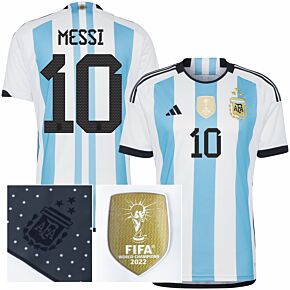 2023 Argentina Home 3-Star Shirt + Messi 10 (Official Printing)