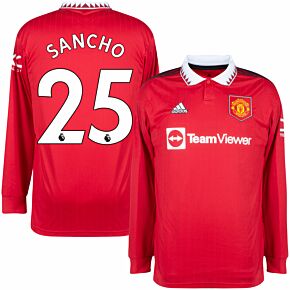22-23 Man Utd Home L/S Shirt + Sancho 25 (Premier League)