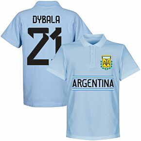 Argentina Dybala 21 Team Polo Shirt - Sky Blue