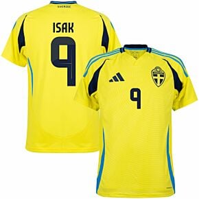 24-25 Sweden Home Shirt + Isak 9 (Official Printing)