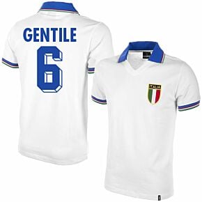 1982 Italy Away Shirt + Gentile 6 (Retro Flock Printing)