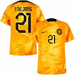 22-23 Holland Home Shirt + F De Jong 21 (Official Printing)