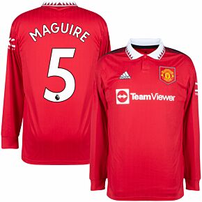 22-23 Man Utd Home L/S Shirt + Maguire 5 (Premier League)