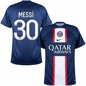 22-23 PSG Home Shirt + Messi 30 (Ligue 1 Printing)