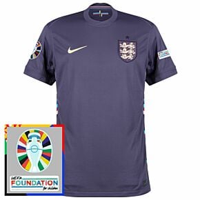 24-25 England Away Shirt incl. Euro 2024 & Foundation Tournament Patches