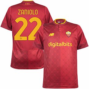 22-23 AS Roma Home Shirt + Zaniolo 22 (Official Printing)