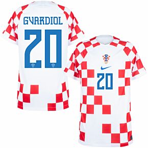 22-23 Croatia Home Shirt + Gvardiol 20 (Official Printing)