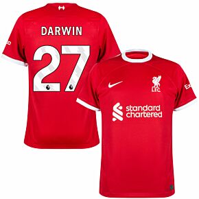 23-24 Liverpool Home Shirt + Darwin 27 (Premier League)