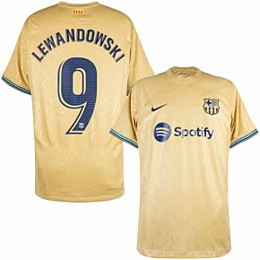22-23 Barcelona Away Shirt + Lewandowski 9 (La Liga)
