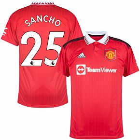 22-23 Man Utd Home Shirt + Sancho 25 (Premier League)