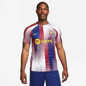 23-24 Barcelona Dri-Fit Academy Pro Pre-Match Top - White/Red/Gold