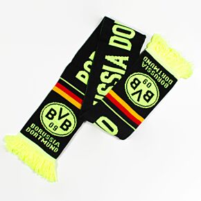 Borussia Dortmund Logo Neon Scarf - Neon Yellow/Black