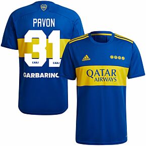 21-22 Boca Juniors Home Shirt + Pavon 31 (Fan Style Printing)