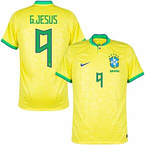 22-23 Brazil Home Shirt + G.Jesus 9 (Official Printing)