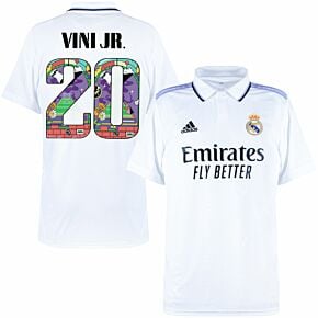 22-23 Real Madrid Home Shirt + Vini Jr 20 (Common Goal Printing)