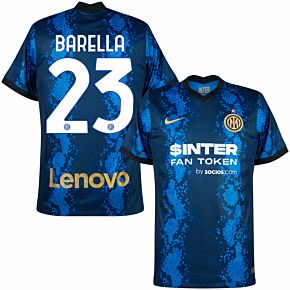 21-22 Inter Milan Home Shirt + Barella 23 (Official Printing)