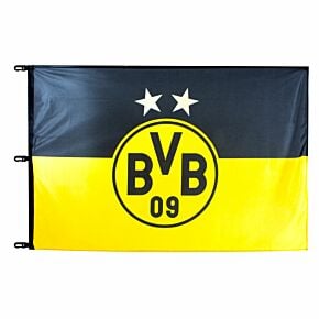 Borussia Dortmund Large 2 Star Crest Flag - (150cm x 100cm)