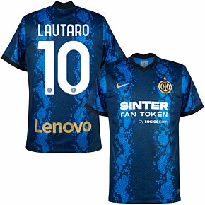21-22 Inter Milan Home Shirt + Lautaro 10 (Official Printing)