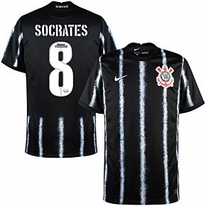 21-22 Corinthians Away Shirt + Socrates 8 (Fan Style Printing)