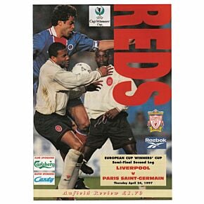 Liverpool vs PSG UEFA Cup Winners Cup Semi-Final 2nd Leg Program - April 24, 1997