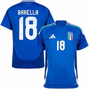24-25 Italy Home Shirt + Barella 18 (Official Printing)