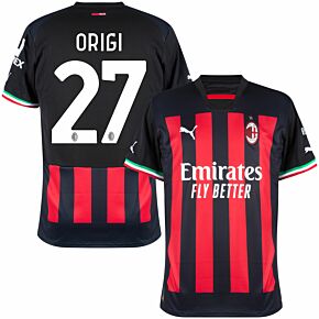 22-23 AC Milan Home Shirt + Origi 27 (Official Printing)