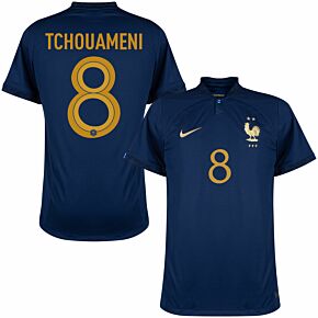 22-23 France Home Shirt + Tchouameni 8 (Official Printing)