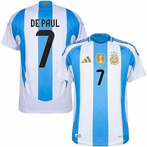 24-25 Argentina Home Authentic Shirt + De Paul 7 (Official Printing)