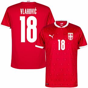 20-21 Serbia Home Shirt + Vlahović 18 (Official Printing)