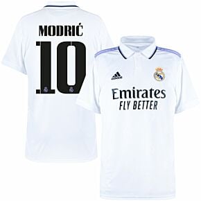 22-23 Real Madrid Home Shirt + Modrić 10 (Official Cup Printing)