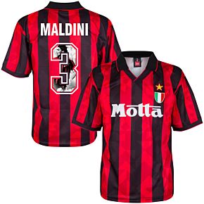 1994 AC Milan Home Retro Shirt + Maldini 3 (Gallery Style)