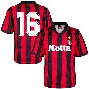 1994 AC Milan Home Retro Shirt + No.16 (Retro Flock Printing)