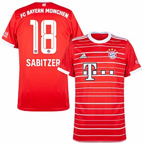 22-23 Bayern Munich Home Shirt + Sabitzer 18 (Official Printing)