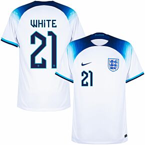 22-23 England Home Shirt + White 21 (Official Printing)
