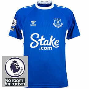22-23 Everton Home Shirt + Premier League + No Room For Racism Patches - Large