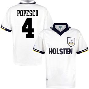 1994 Tottenham Home Retro Shirt + Popescu 4 (Retro Flock Printing)