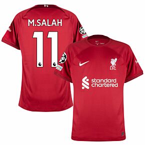 22-23 Liverpool Home Shirt + M.Salah 11 (Official Printing)+ UCL Starball 6 Times Winner + UEFA Foundation Patches - Large
