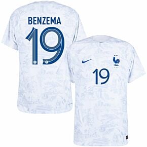 22-23 France Dri-Fit ADV Match Away Shirt + Benzema 19 (Official Printing)