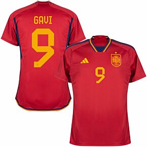 22-23 Spain Home Shirt + Gavi 9 (Official Printing)