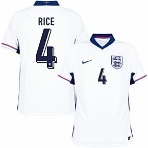 24-25 England Home Shirt + Rice 4 Official Printing)