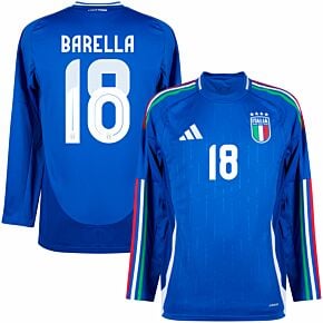 24-25 Italy Home L/S Shirt + Barella 18 (Official Printing)