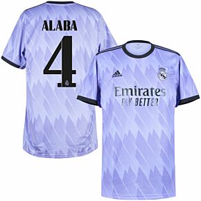 22-23 Real Madrid Away Shirt + Alaba 4 (Official Cup Printing)