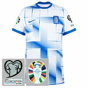 23-24 Greece Home Shirt + Euro 2024 Qualifying Patch Set