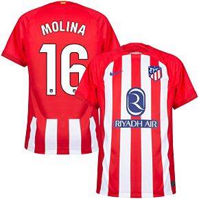 23-24 Atletico Madrid Home Shirt + Molina 16 (La Liga)