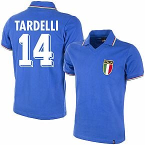 1982 Italy Home Shirt + Tardelli 14 (Retro Flock Printing)