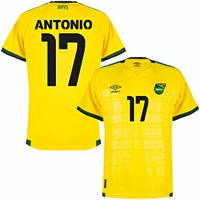 21-22 Jamaica Home Shirt + Antonio 17 (Fan Style Printing)