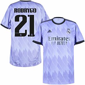 22-23 Real Madrid Away Shirt + Rodrygo 21 (Official Cup Printing)