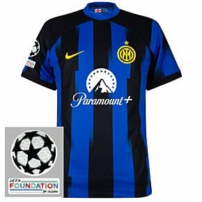 23-24 Inter Milan Home Shirt + UCL Starball & UEFA Foundation Patches