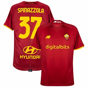 21-22 AS Roma Home Shirt + Spinazzola 37 (Fan Style)